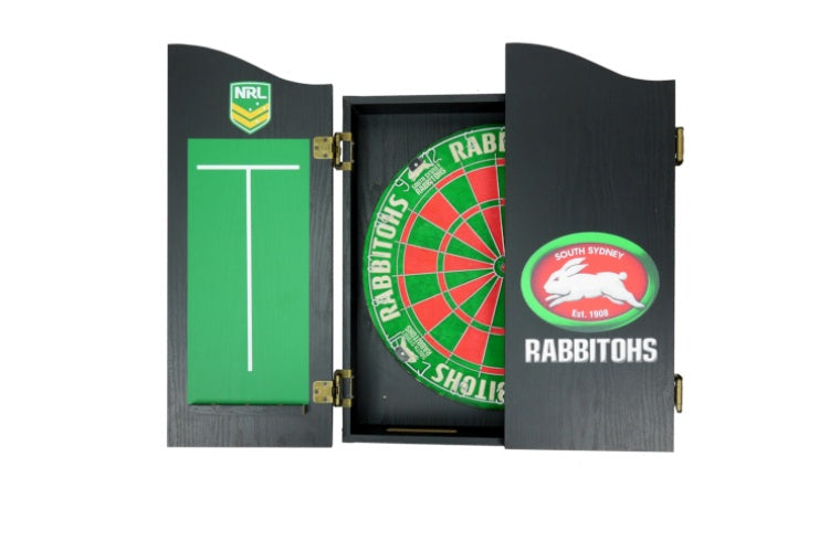 South Sydney Rabbitohs NRL Dart Board And Cabinet Set