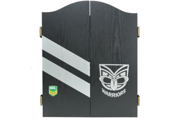 New Zealand NZ Warriors NRL Dart Board And Cabinet Set