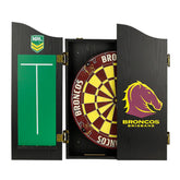 Brisbane Broncos NRL Dart Board And Cabinet Set