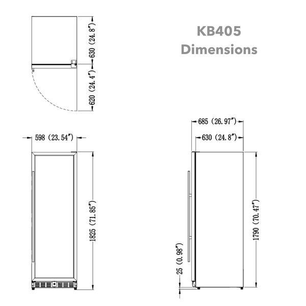 Bar Fridge - Black 405 Litre Upright Glass Door Bar Refrigerator