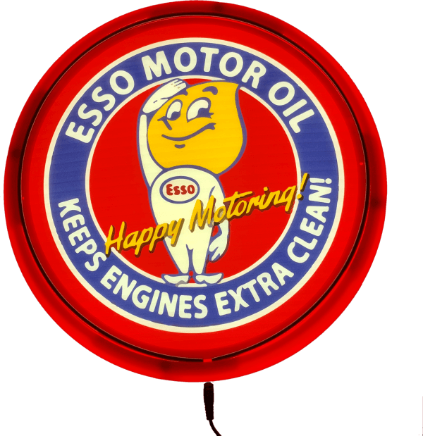 Beer Brand Signs - ESSO Motor Oil LED Bar Lighting Wall Sign Light Button Red