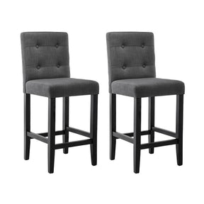 Furniture > Bar Stools & Chairs - Artiss Set Of 2 Provincial Style Bar Stools - Charcoal