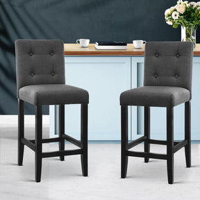 Furniture > Bar Stools & Chairs - Artiss Set Of 2 Provincial Style Bar Stools - Charcoal