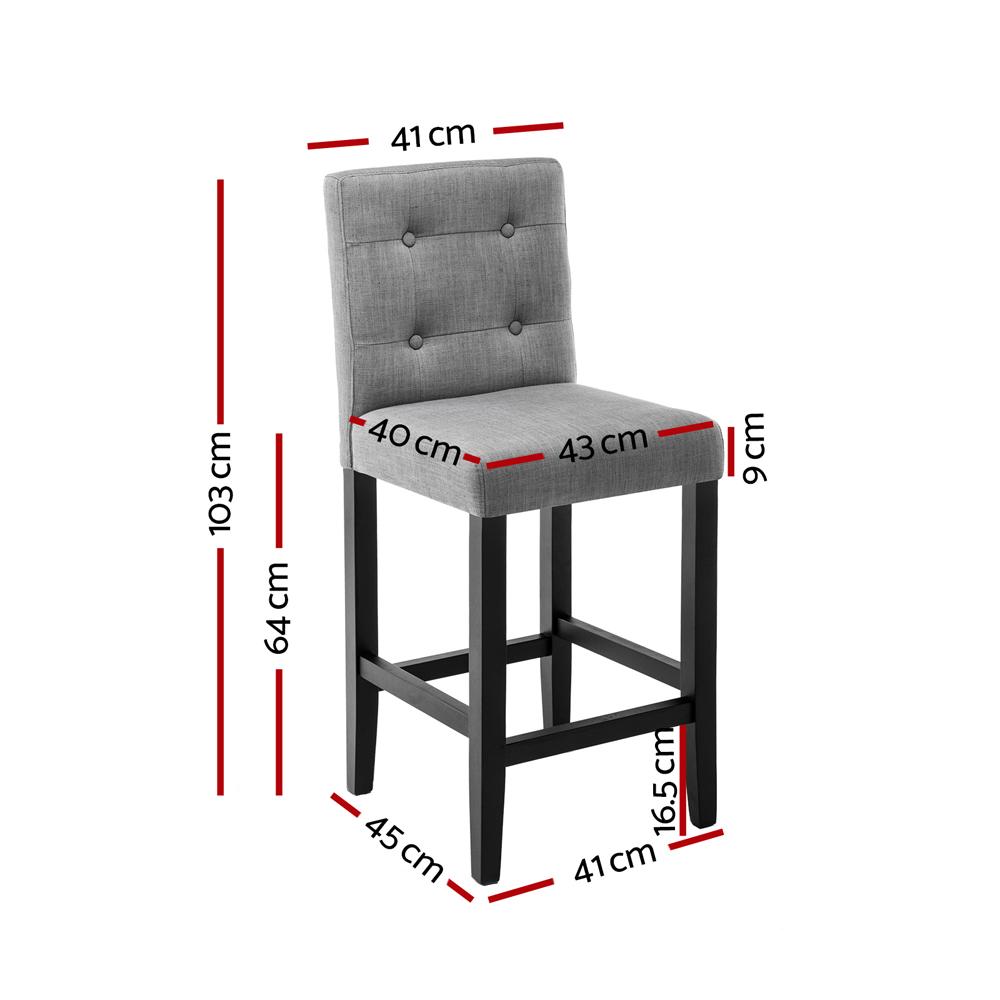 Furniture > Bar Stools & Chairs - Artiss Set Of 2 Provincial Style Bar Stools - Grey