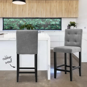 Furniture > Bar Stools & Chairs - Artiss Set Of 2 Provincial Style Bar Stools - Grey