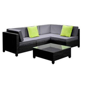 Furniture > Outdoor - Gardeon 5PC Outdoor Furniture Sofa Set Lounge Setting Wicker Couches Garden Patio Pool