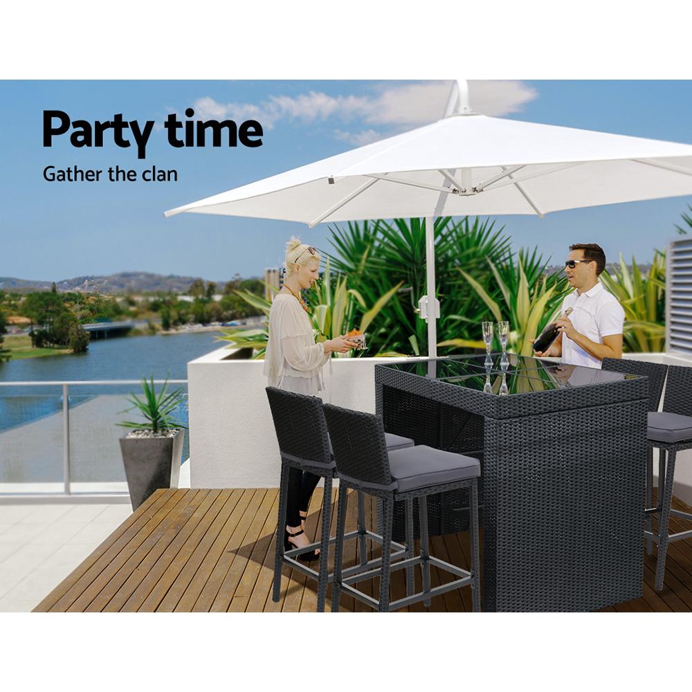Furniture > Outdoor - Gardeon Outdoor Bar Set Table Chairs Stools Rattan Patio Furniture 4 Seaters