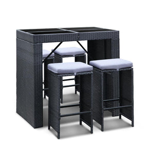 Furniture > Outdoor - Gardeon 9 Piece Outdoor Dining Table Set - Black