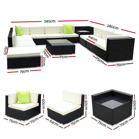 Furniture > Outdoor - Gardeon 12PC Outdoor Furniture Sofa Set Wicker Garden Patio Lounge