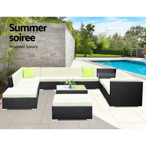 Furniture > Outdoor - Gardeon 13PC Sofa Set With Storage Cover Outdoor Furniture Wicker