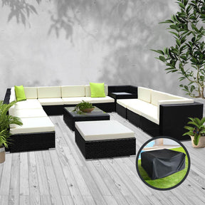 Furniture > Outdoor - Gardeon 13PC Sofa Set With Storage Cover Outdoor Furniture Wicker