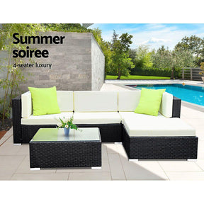Furniture > Outdoor - Gardeon 5PC Sofa Set With Storage Cover Outdoor Furniture Wicker