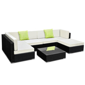 Furniture > Outdoor - Gardeon 7PC Sofa Set With Storage Cover Outdoor Furniture Wicker