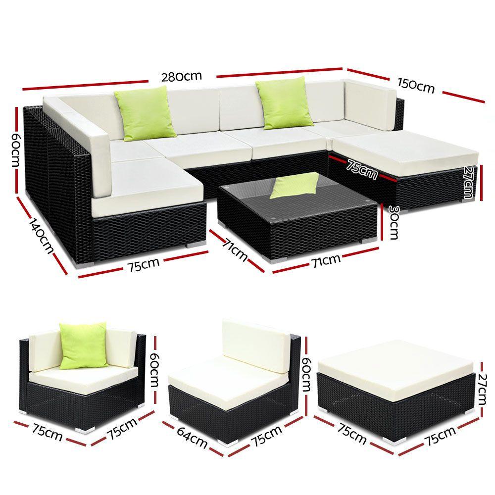 Furniture > Outdoor - Gardeon 7PC Sofa Set With Storage Cover Outdoor Furniture Wicker