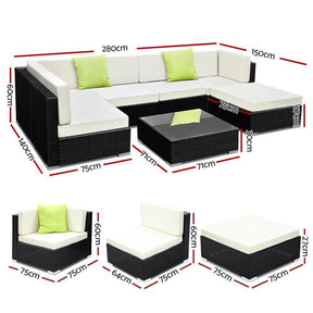Furniture > Outdoor - Gardeon 7PC Outdoor Furniture Sofa Set Wicker Garden Patio Pool Lounge