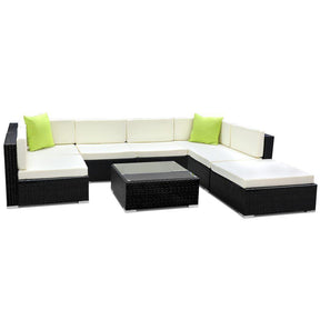 Furniture > Outdoor - Gardeon 8PC Sofa Set With Storage Cover Outdoor Furniture Wicker
