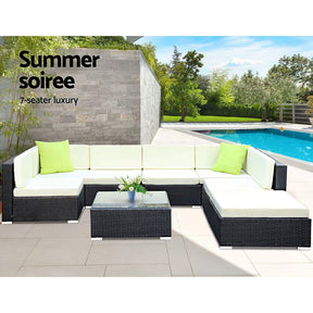 Furniture > Outdoor - Gardeon 8PC Outdoor Furniture Sofa Set Wicker Garden Patio Pool Lounge