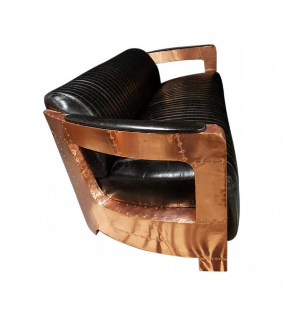 SOFAS & LOUNGE SUITES - Falcon 7X Copper And Black Leather Lounge