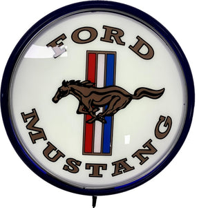 Beer Brand Signs - Ford Mustang Pony Badge Bar Lighting Wall Sign Light Button Dark Blue