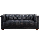 SOFAS & LOUNGE SUITES - Gladiator Cube 2 Seat Vintage Leather Sofa – Black Chesterfield Leather And Aluminium