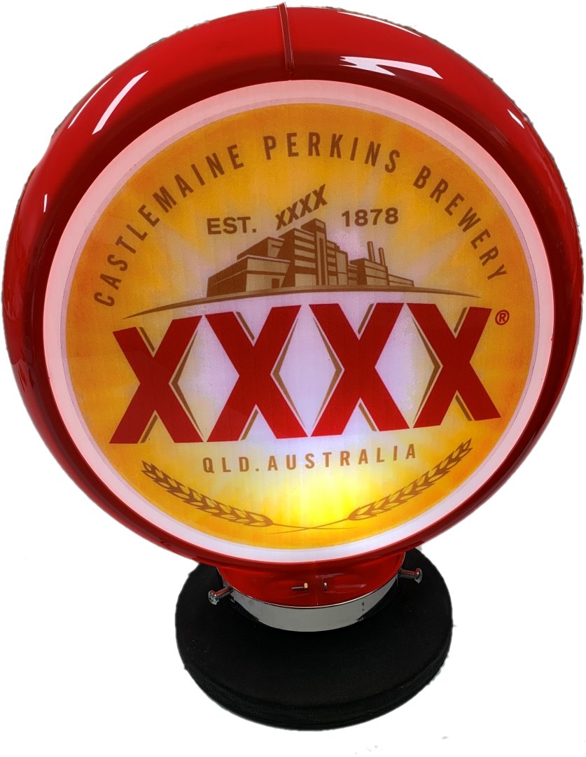 QLD XXXX Beer Castlemaine Bar Lighting Garage Light Sign Illuminated Globe On Base