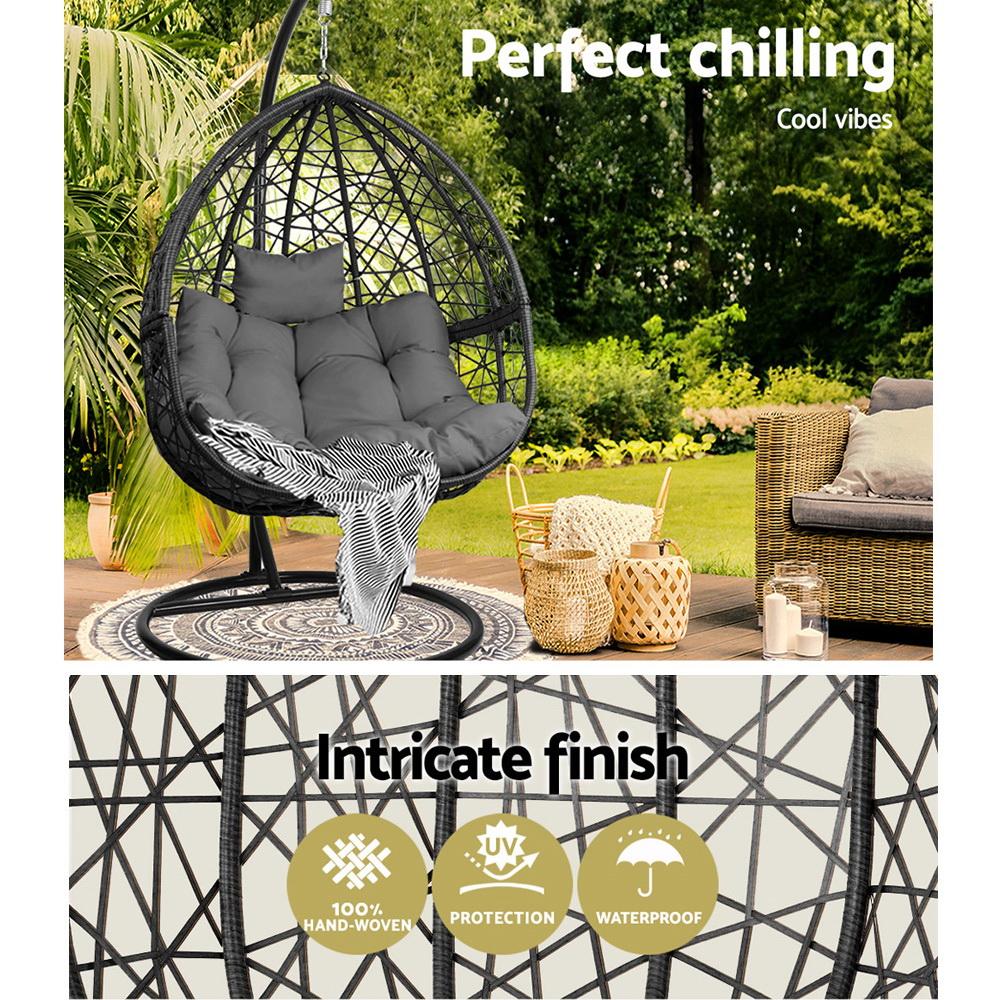 Home & Garden > Hammocks - Gardeon Outdoor Hanging Swing Chair - Black