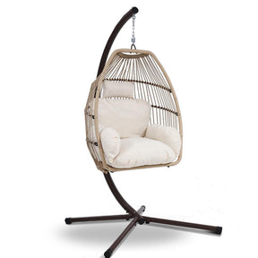 Furniture > Outdoor - Gardeon Outdoor Furniture Egg Hanging Swing Chair Stand Wicker Rattan Hammock