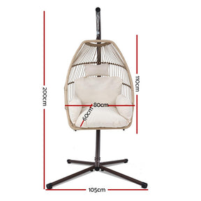 Furniture > Outdoor - Gardeon Outdoor Furniture Egg Hanging Swing Chair Stand Wicker Rattan Hammock