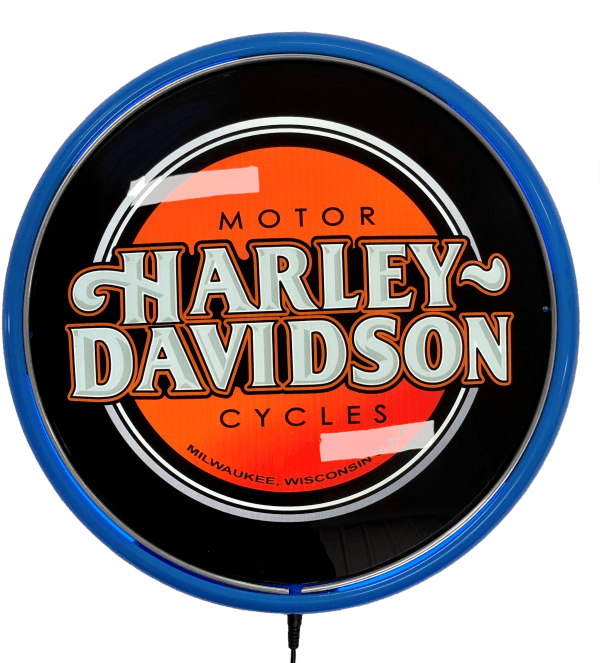 Beer Brand Signs - Harley Davidson Motor Cycles LED Bar Lighting Wall Sign Light Button Blue