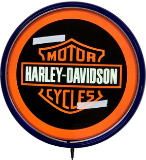 Harley Davidson Shield LED Bar Lighting Wall Sign Light Button Blue