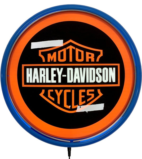 Harley Davidson Shield LED Bar Lighting Wall Sign Light Button Light Blue