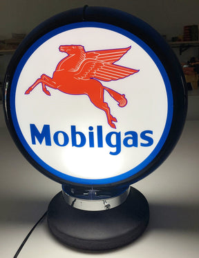 Beer Brand Signs - Mobilgas Mobil Fuel Petrol Bar Lighting Garage Light Sign Illuminated Globe On Base