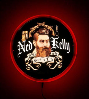 Beer Brand Signs - Ned Kelly Such Is Life LED Bar Lighting Wall Sign Light RED Button