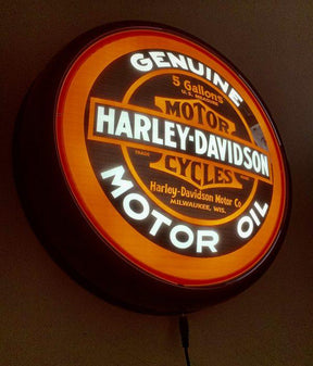 Beer Brand Signs - Harley Davidson Motor Oil LED Bar Lighting Wall Sign Light Button
