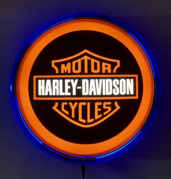 Harley Davidson Shield LED Bar Lighting Wall Sign Light Button Light Blue