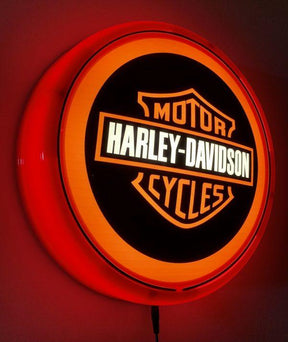 Beer Brand Signs - Harley Davidson Shield LED Bar Lighting Wall Sign Light Button Red