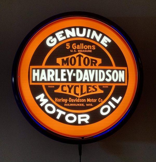Beer Brand Signs - Harley Davidson Motor Oil LED Bar Lighting Wall Sign Light Button Blue