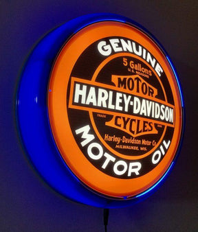 Beer Brand Signs - Harley Davidson Motor Oil LED Bar Lighting Wall Sign Light Button Light Blue