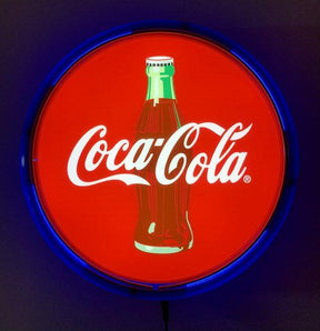 Beer Brand Signs - Coca Cola Coke Bottle LED Bar Lighting Wall Sign Light Button Light Blue