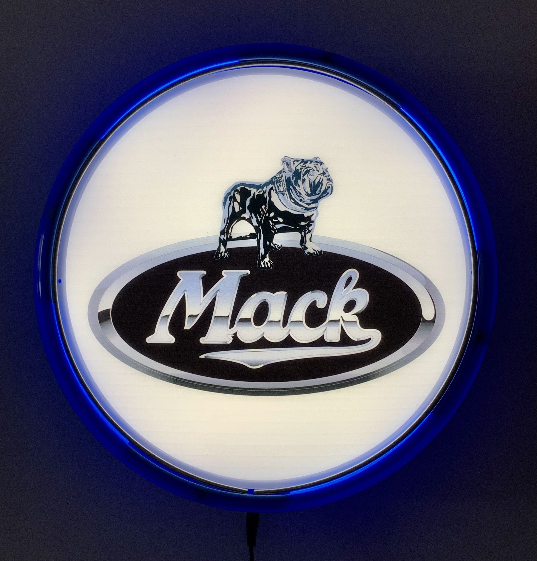 Beer Brand Signs - Mack Truck Semi Trailer LED Bar Lighting Wall Sign Light Button White/Light Blue