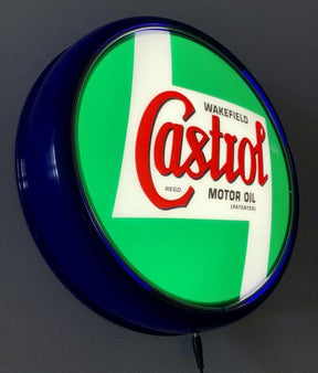 Beer Brand Signs - Castrol Motor Oil LED Bar Lighting Wall Sign Light Button Blue