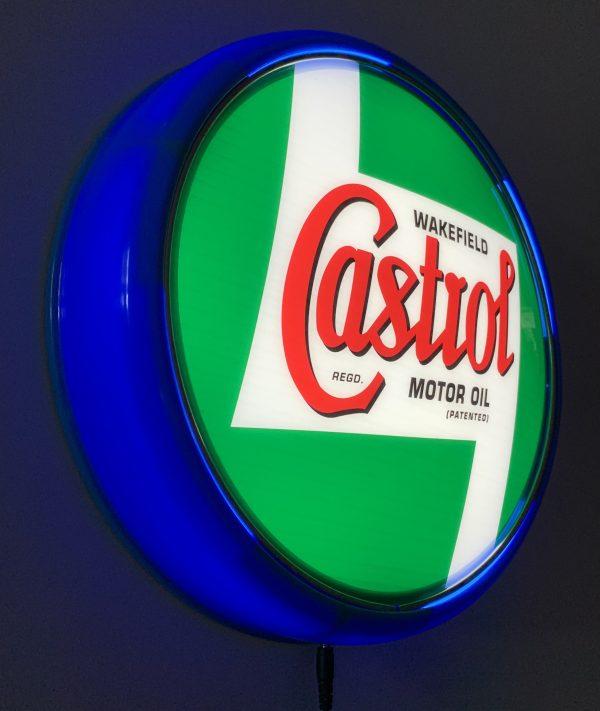 Castrol Motor Oil LED Bar Lighting Wall Sign Light Button Light Blue