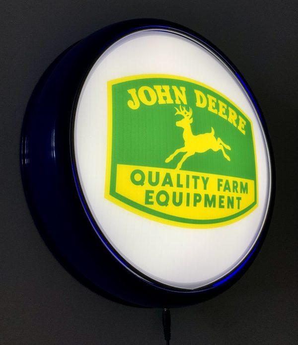 John Deere Tractor Mower Bar Lighting Wall Sign Light Button Blue