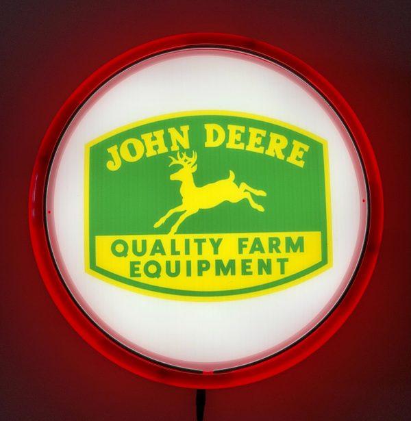 John Deere Tractor Mower Bar Lighting Wall Sign Light Button Red