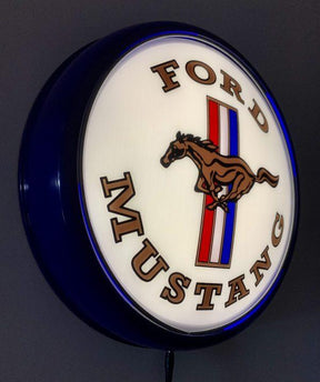 Beer Brand Signs - Ford Mustang Pony Badge Bar Lighting Wall Sign Light Button Dark Blue