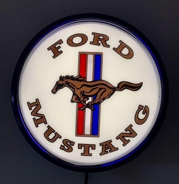 Beer Brand Signs - Ford Mustang Pony Badge Bar Lighting Wall Sign Light Button Dark Blue