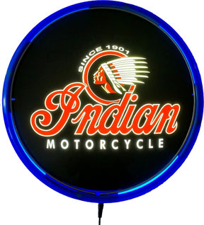 Beer Brand Signs - Indian Motorcycle LED Bar Lighting Wall Sign Light Button LIGHT BLUE
