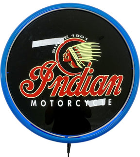 Beer Brand Signs - Indian Motorcycle LED Bar Lighting Wall Sign Light Button LIGHT BLUE