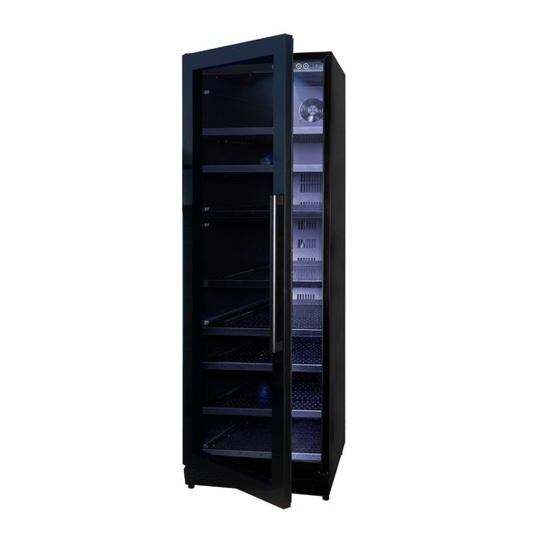 Bar Fridge - Black 405 Litre Upright Glass Door Bar Refrigerator