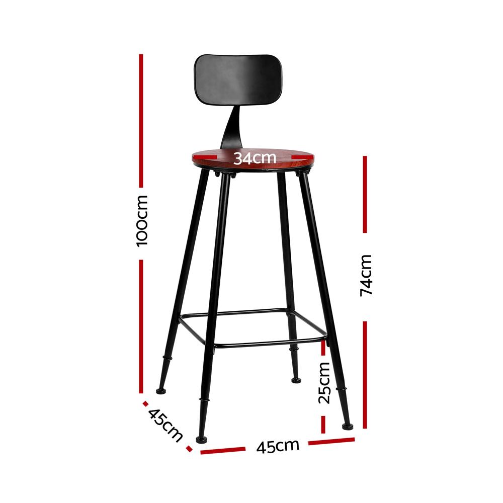 Furniture > Bar Stools & Chairs - Set Of 2 Artiss Bar Stools Pinewood Metal - Black And Wood